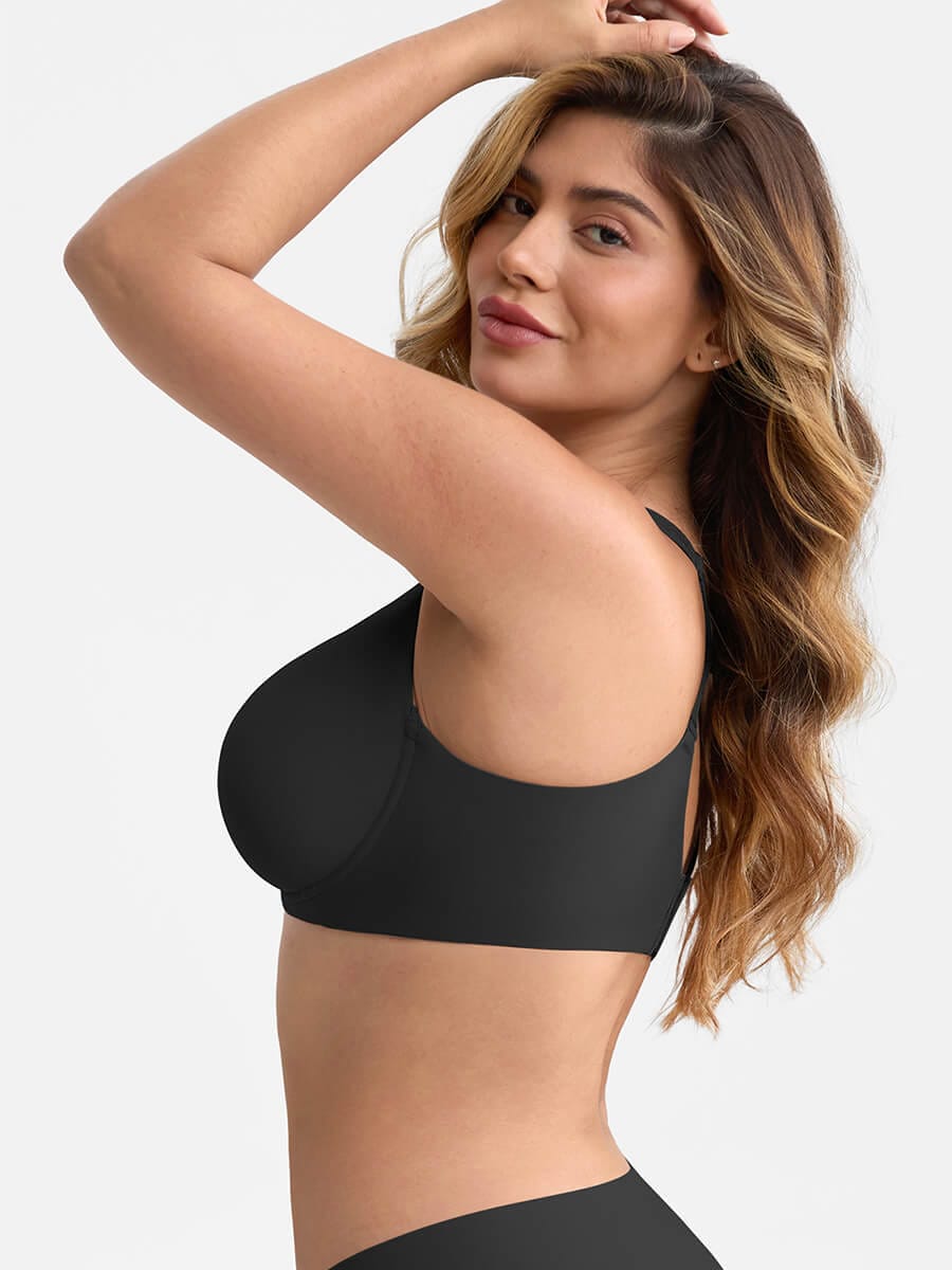 BBB Virtually Full Coverage Underwire Side Boning Mesh Plunge Minimizer Bra