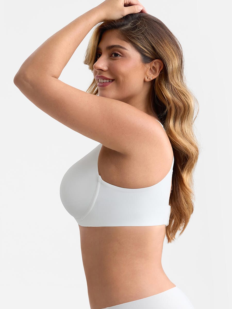 BBB Virtually Full Coverage Underwire Side Boning Mesh Plunge Minimizer Bra