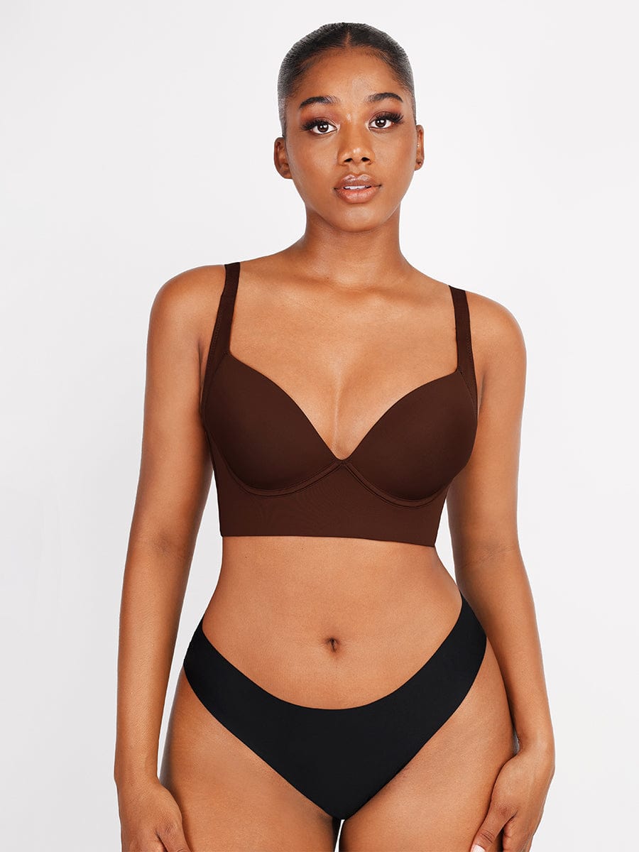 Wholesale Brown Underwire Push-Up Sculpting Uplift Hide Back Fat Full Coverage Bra