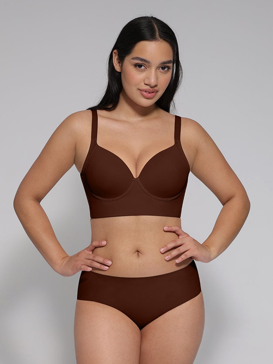 Wholesale Brown Underwire Push-Up Sculpting Uplift Hide Back Fat Full Coverage Bra