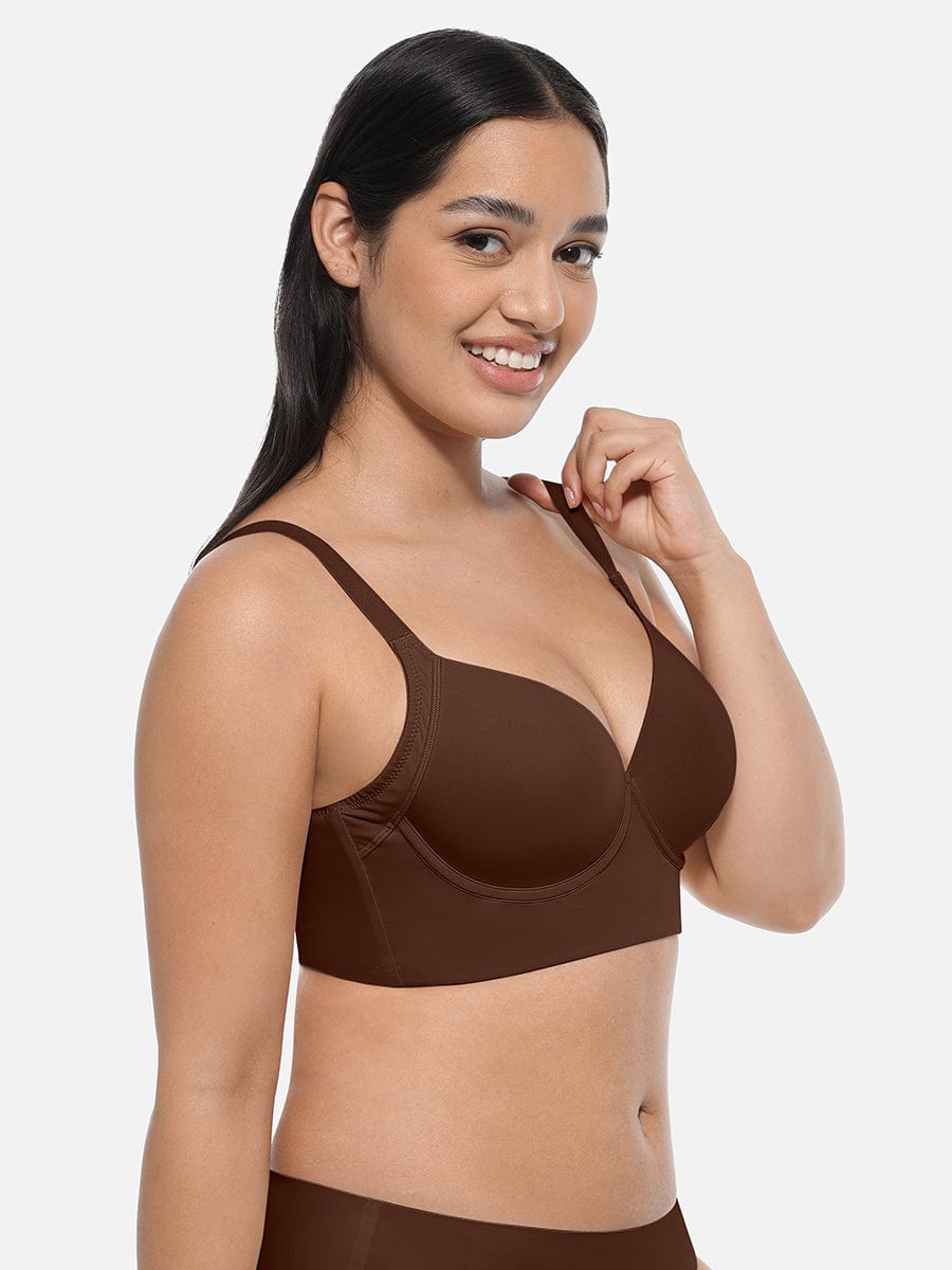 Wholesale Brown Underwire Push-Up Sculpting Uplift Hide Back Fat Full Coverage Bra