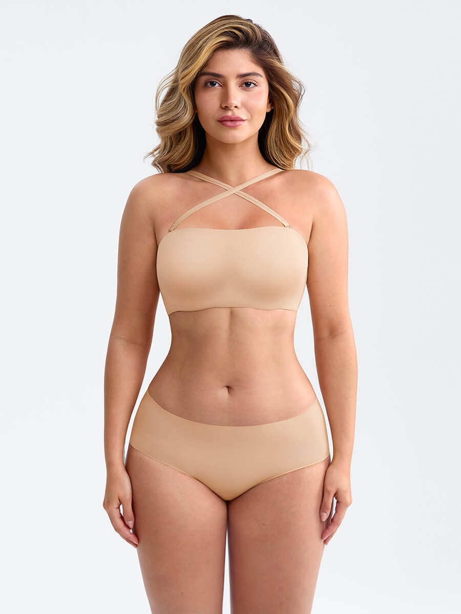 Wholesale Strapless Anti Slip Bandeau Bra Fixed Molded Cups FeelSoft Fabric Nipple Coverage