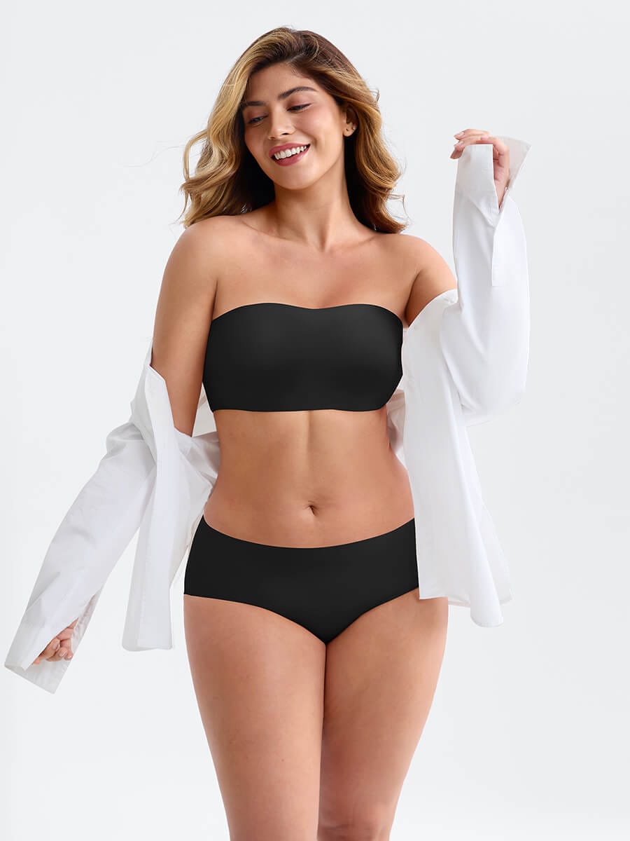 Wholesale Strapless Anti Slip Bandeau Bra Fixed Molded Cups FeelSoft Fabric Nipple Coverage