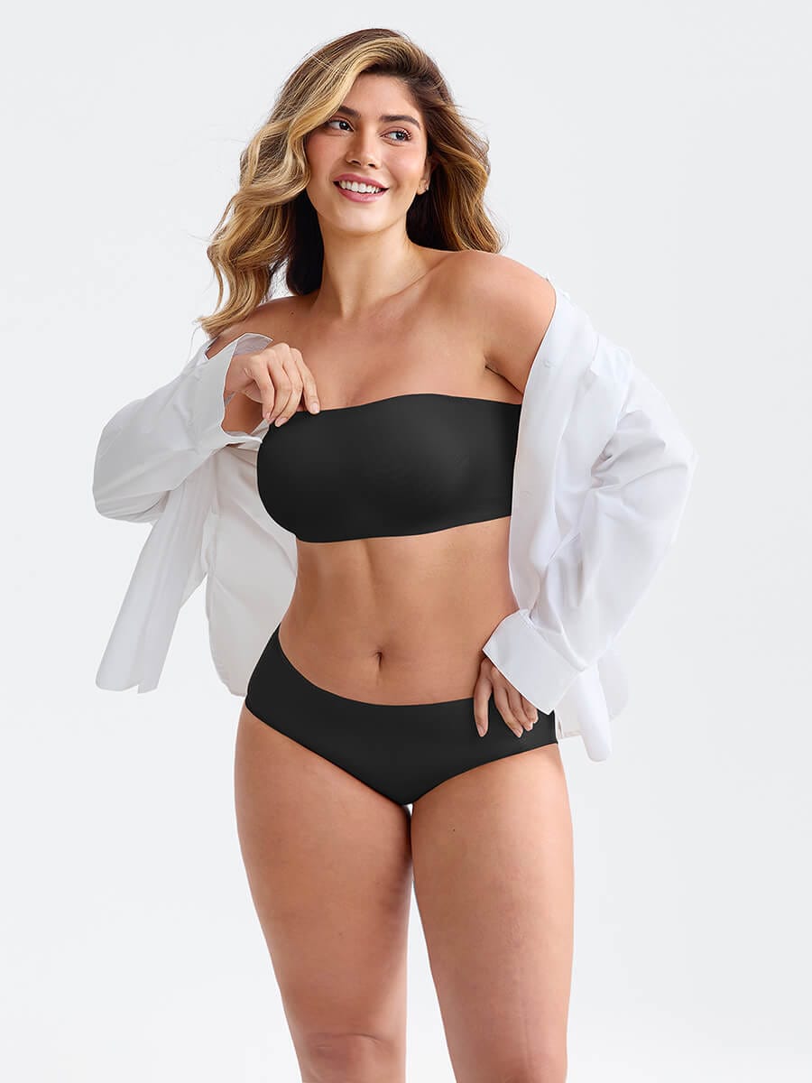 Wholesale Strapless Anti Slip Bandeau Bra Fixed Molded Cups FeelSoft Fabric Nipple Coverage