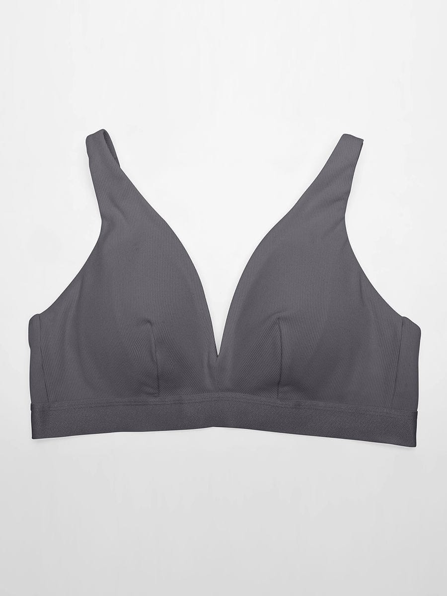 Wholesale Deep V Neck Rib Modal All Day Wear Bralette with Removable Pads