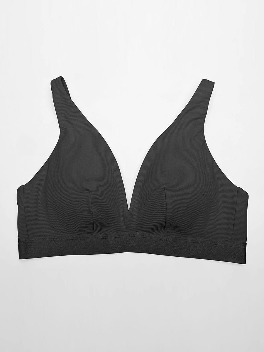 Wholesale Deep V Neck Rib Modal All Day Wear Bralette with Removable Pads