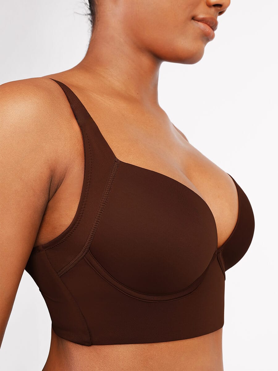 Wholesale Brown Underwire Push-Up Sculpting Uplift Hide Back Fat Full Coverage Bra