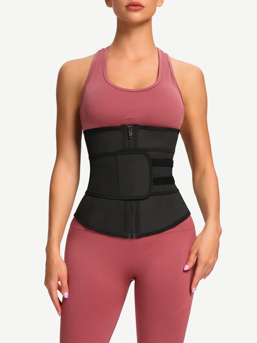 Wholesale 7 Steel Bones YKK Zipper Latex Waist Trainer with Adjustable Belt