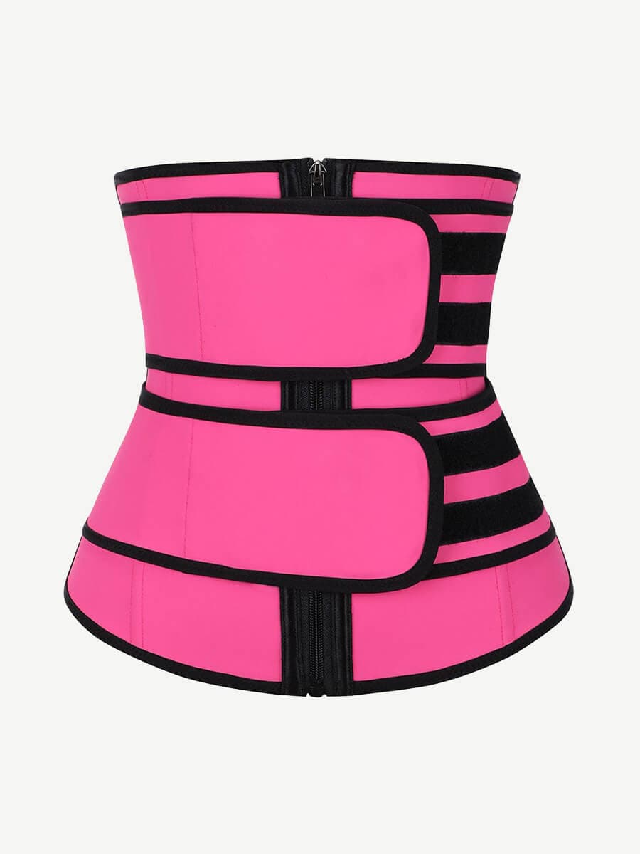 Wholesale Plus Size Black Latex Waist Cincher with Zipper and Adjustable Belt